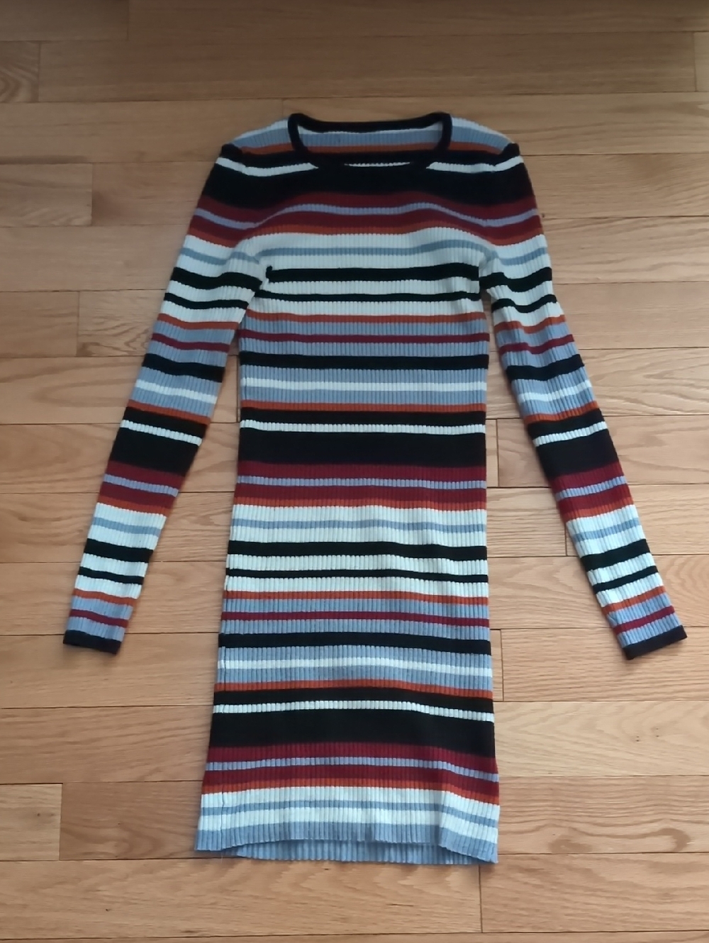 Striped Rib-Knit Bodycon Dress in Multi-Color